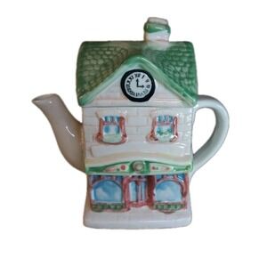 Vtg.The Village House Teapot Collectible "Spring Cottage" storybook kitchen READ